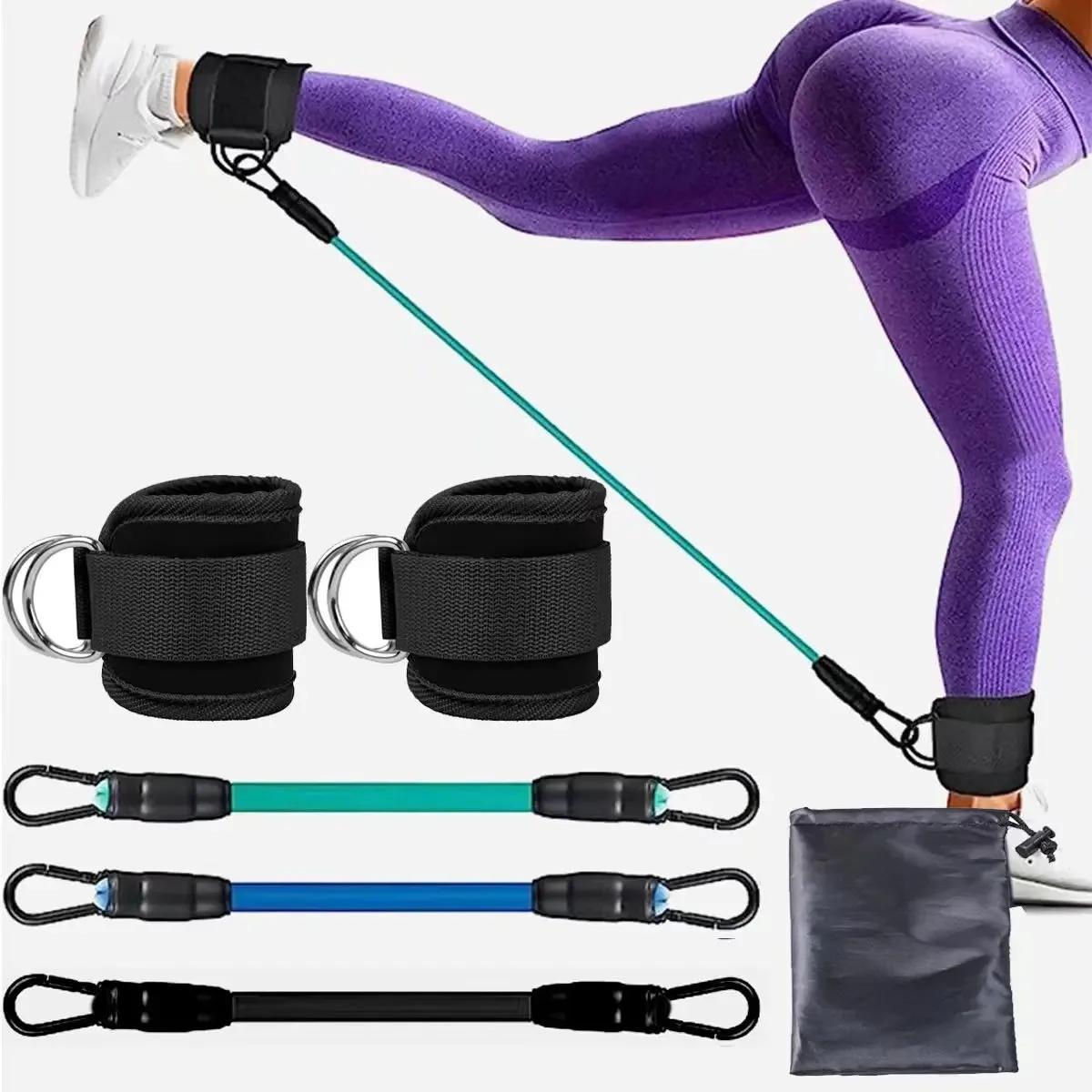 Crossfit Workout With Equipment - Ankle Strap Resistance Bands Hip Leg