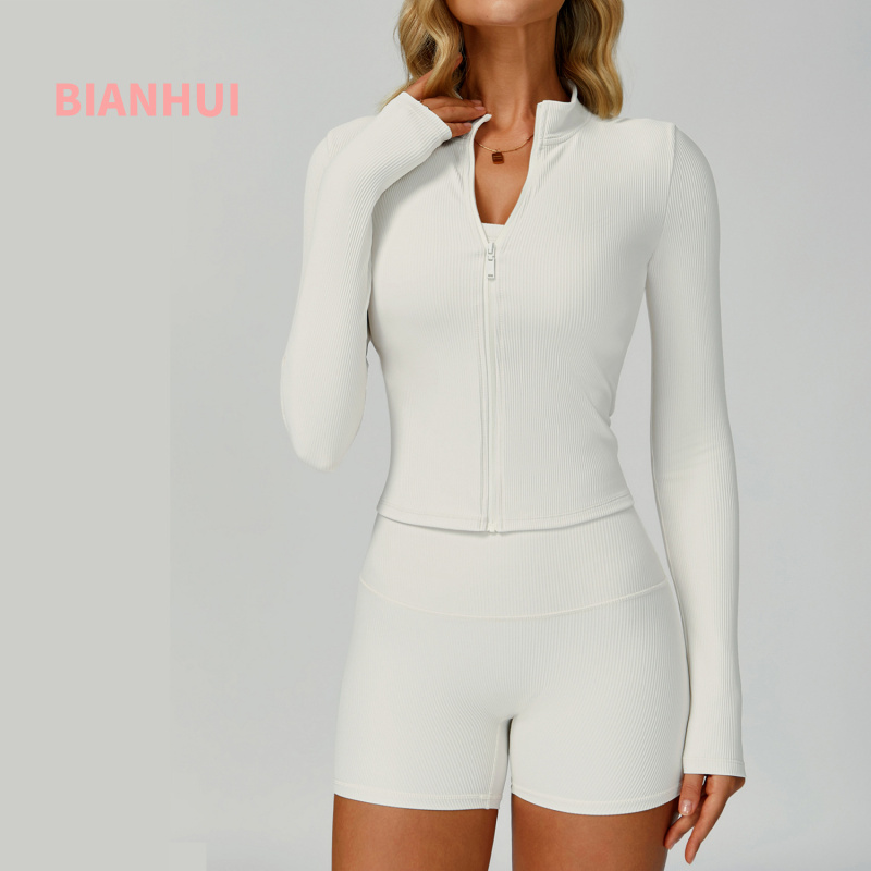 Crossfit Yoga - BIANHUI Threaded Stand Collar Slim Fit