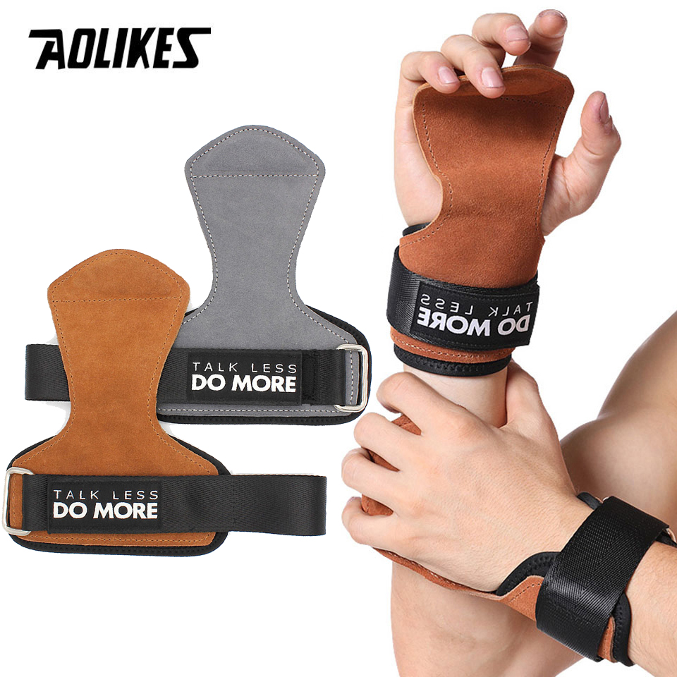 AOLIKES Cowhide Gym Grips Glov - Crossfit Workout With Equipment recension och pris