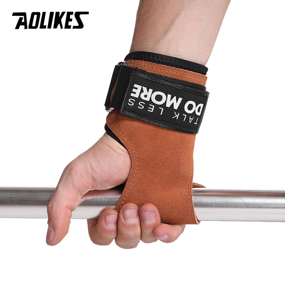 AOLIKES Cowhide Gym Grips Glov - Crossfit Workout With Equipment recension och pris
