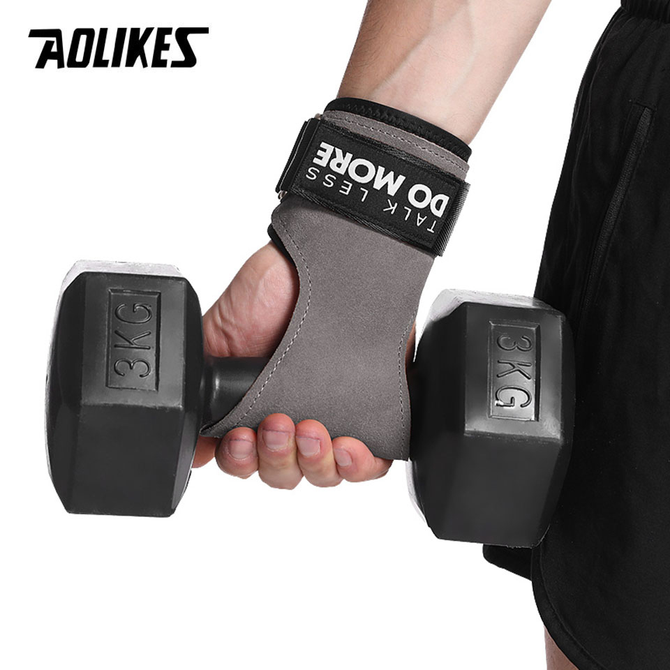 AOLIKES Cowhide Gym Grips Glov - Crossfit Workout With Equipment recension och pris