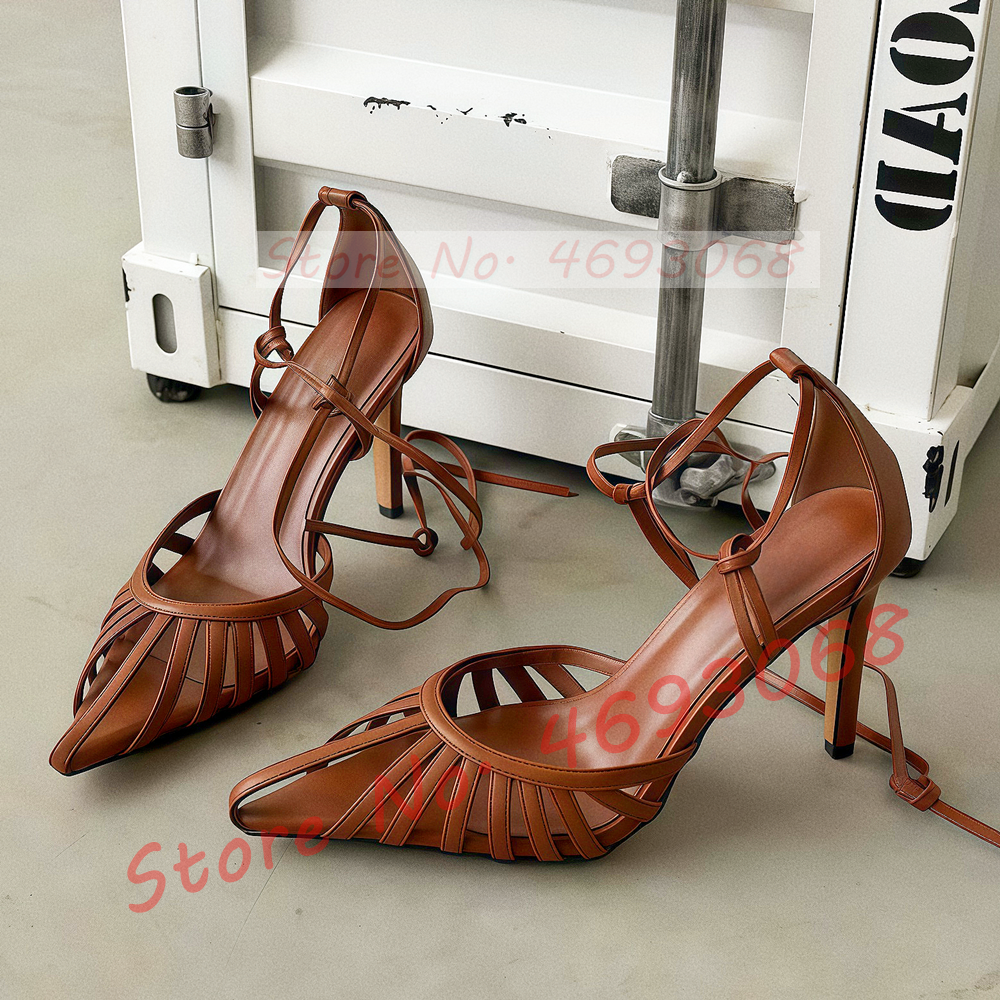 Brown Pointy Toe Caged Sandals - Crossfit Lady recension och pris